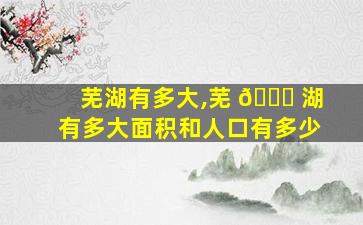 芜湖有多大,芜 🍁 湖有多大面积和人口有多少